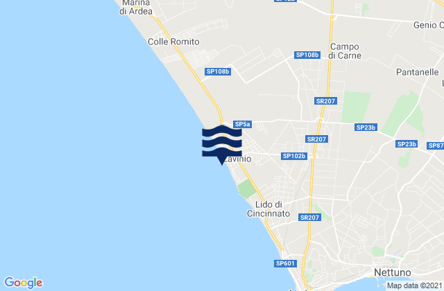 Mapa de mareas Lavinio, Italy