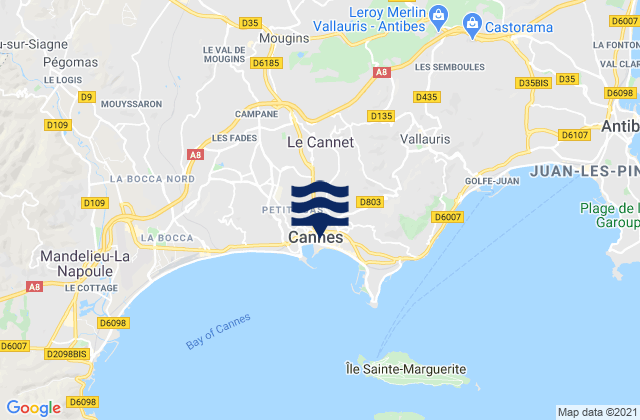 Mapa de mareas Le Cannet, France