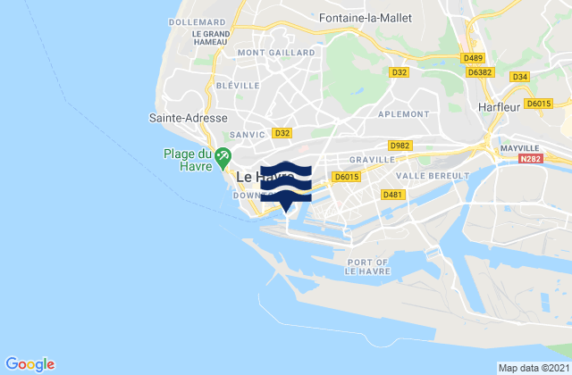 Mapa de mareas Le Havre, France
