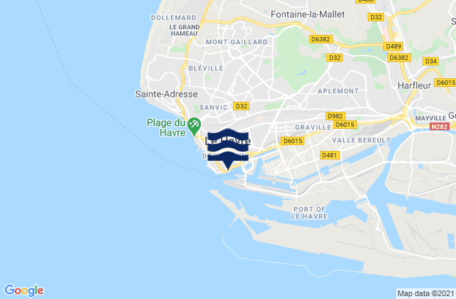 Mapa de mareas Le Havre, France