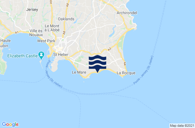 Mapa de mareas Le Hocq, Jersey