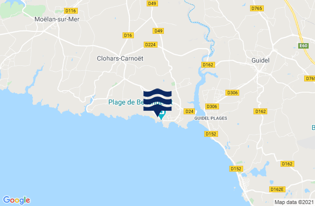 Mapa de mareas Le Kerou, France
