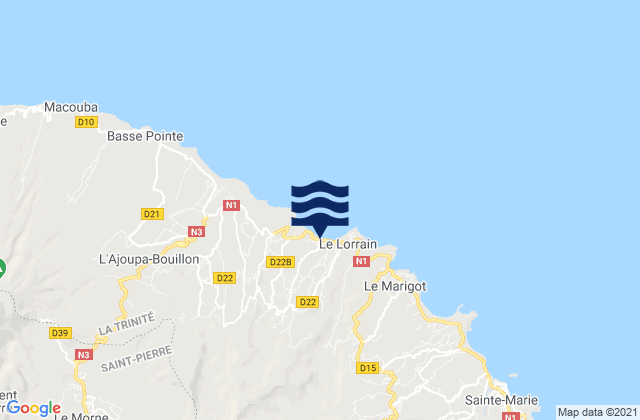 Mapa de mareas Le Lorrain, Martinique