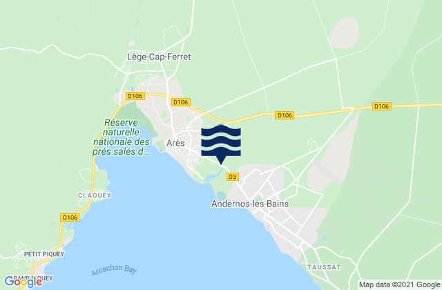 Mapa de mareas Le Porge, France