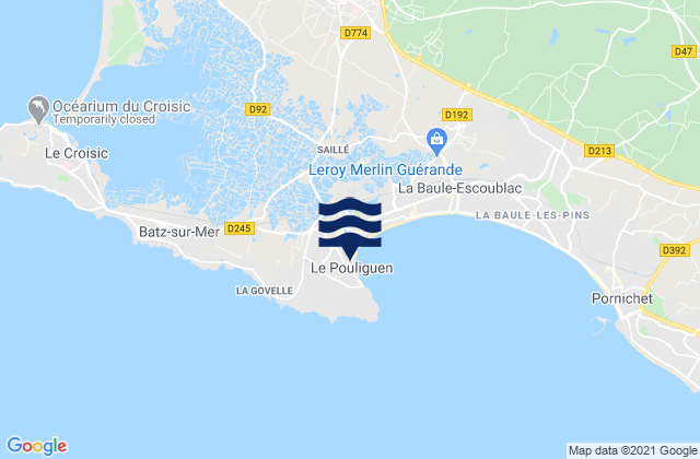 Mapa de mareas Le Pouliguen, France