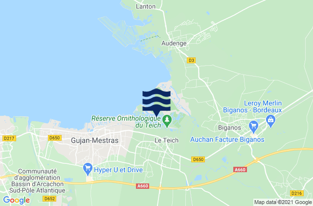 Mapa de mareas Le Teich, France