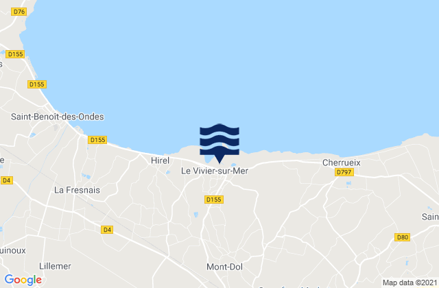 Mapa de mareas Le Vivier-sur-Mer, France