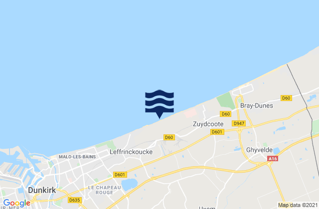 Mapa de mareas Leffrinckoucke, France