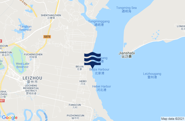 Mapa de mareas Leicheng, China