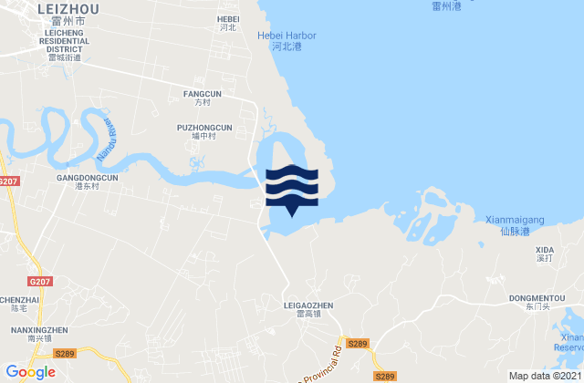 Mapa de mareas Leigao, China
