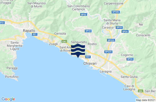 Mapa de mareas Leivi, Italy