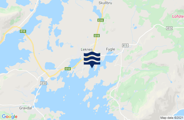 Mapa de mareas Leknes, Norway