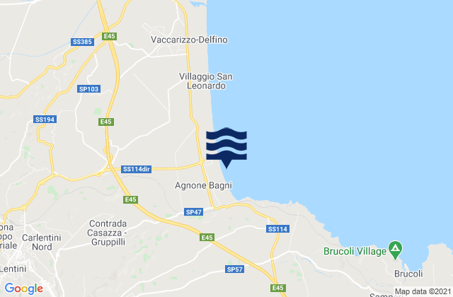 Mapa de mareas Lentini, Italy