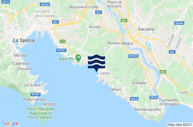 Mapa de mareas Lerici, Italy