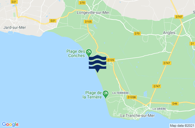 Mapa de mareas Les Conches, France