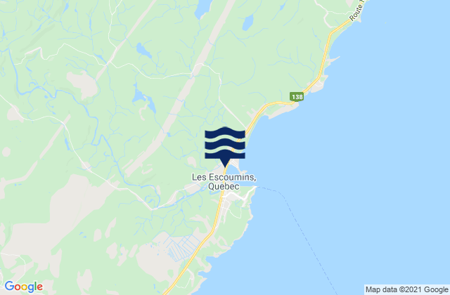 Mapa de mareas Les Escoumins, Canada