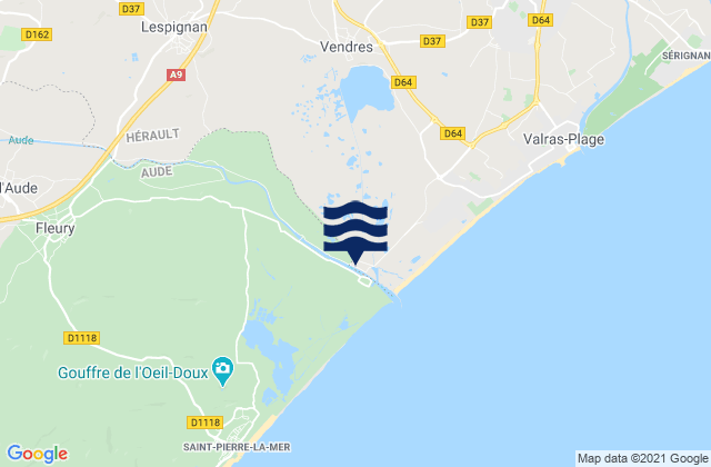 Mapa de mareas Lespignan, France