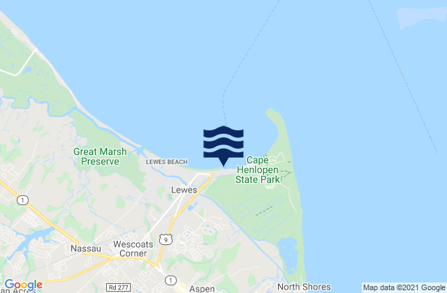 Mapa de mareas Lewes (breakwater Harbor), United States