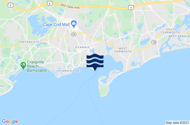 Mapa de mareas Lewis Bay entrance channel, United States