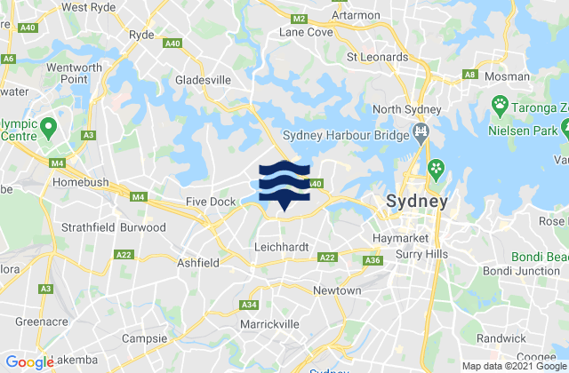 Mapa de mareas Lewisham, Australia