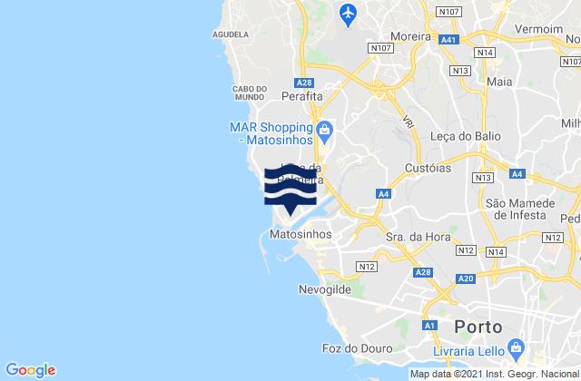 Mapa de mareas Leça da Palmeira, Portugal