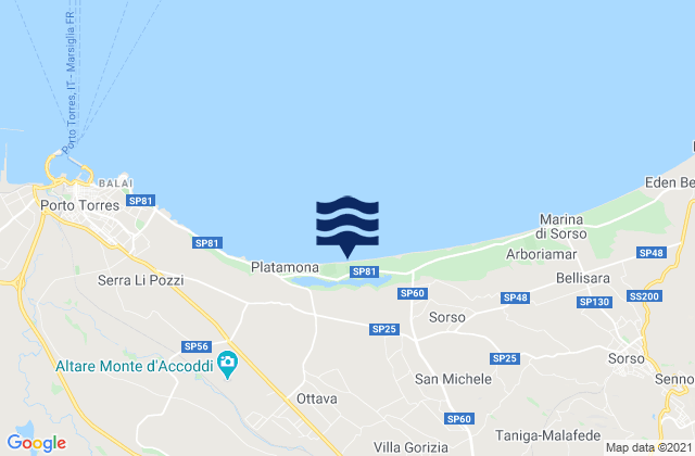 Mapa de mareas Li Punti-San Giovanni, Italy