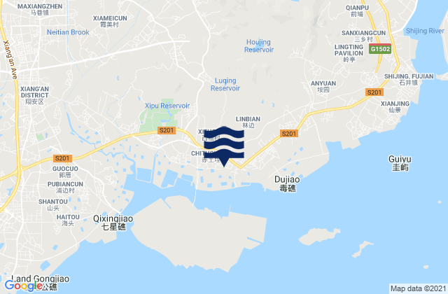 Mapa de mareas Lianhecun, China