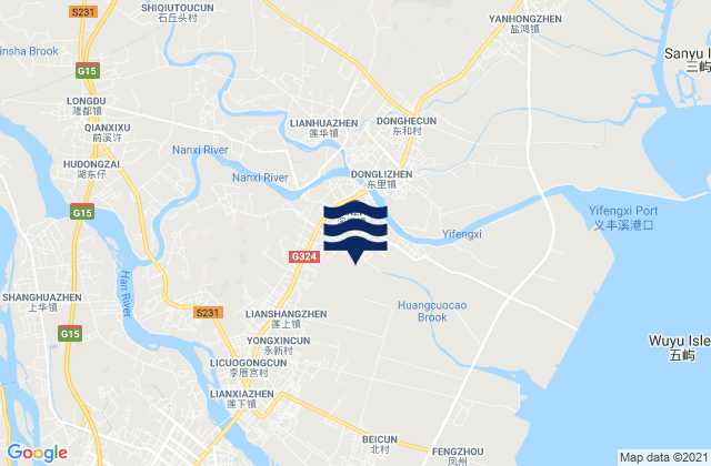 Mapa de mareas Lianshang, China