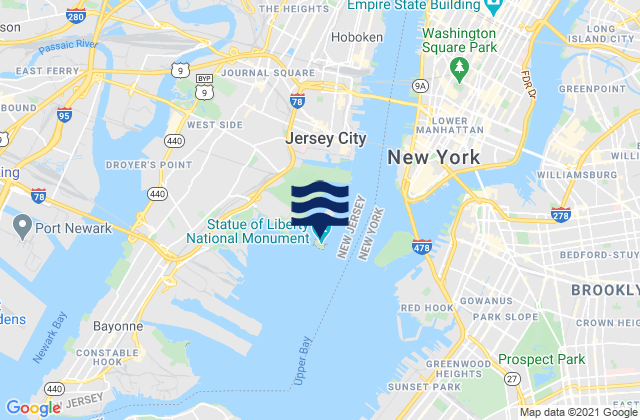Mapa de mareas Liberty Island, United States