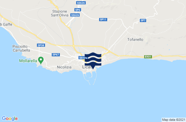 Mapa de mareas Licata, Italy