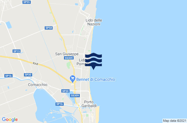 Mapa de mareas Lido degli Scacchi, Italy