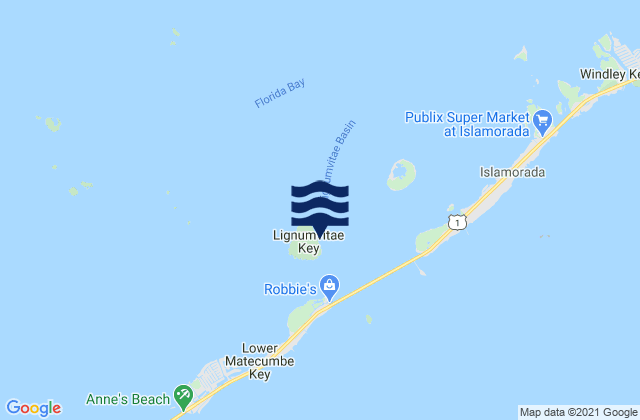 Mapa de mareas Lignumvitae Key (NE Side Florida Bay), United States