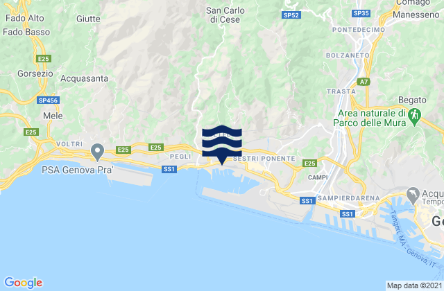 Mapa de mareas Liguria, Italy