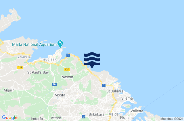 Mapa de mareas Lija, Malta