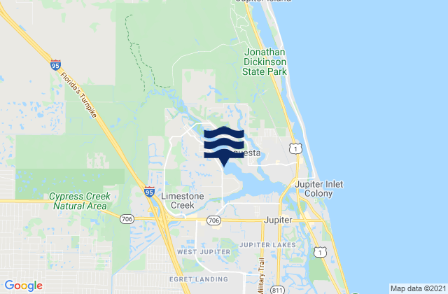 Mapa de mareas Limestone Creek, United States