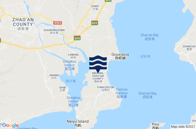 Mapa de mareas Lincuo, China