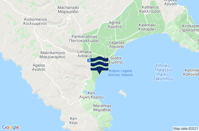 Mapa de mareas Lithakiá, Greece