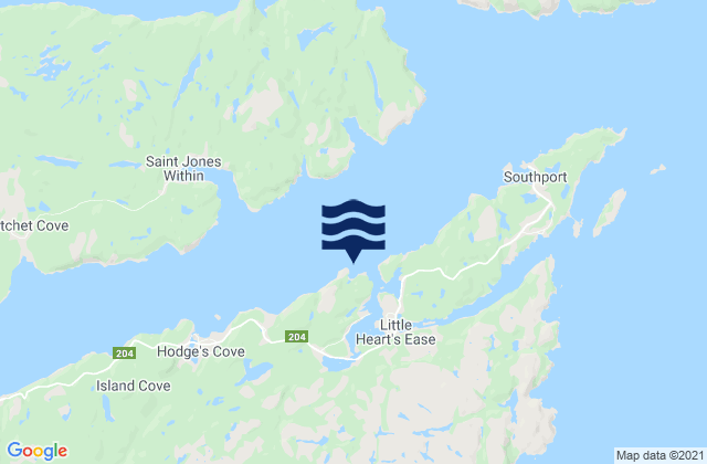 Mapa de mareas Little Heart's Ease Harbour, Canada