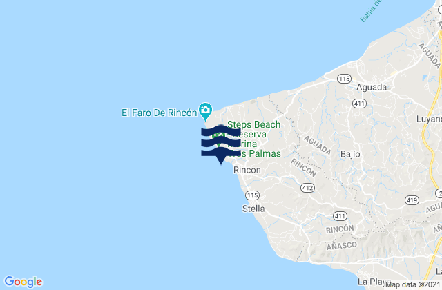 Mapa de mareas Little Malibu (Rincon), Puerto Rico