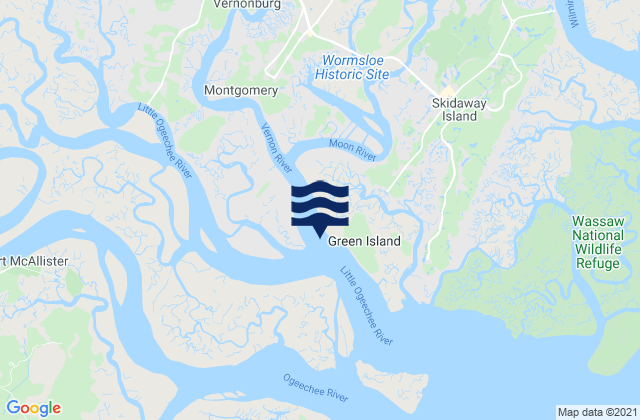Mapa de mareas Little Ogeechee River Entrance north of, United States