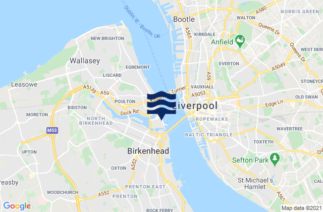 Mapa de mareas Liverpool (Alfred Dock), United Kingdom