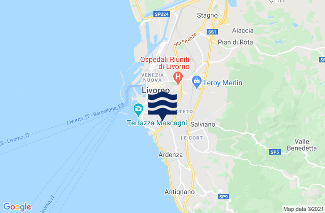 Mapa de mareas Livorno, Italy