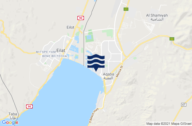 Mapa de mareas Liwā’ Qaşabat al ‘Aqabah, Jordan