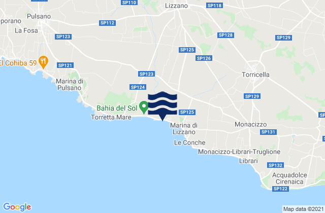 Mapa de mareas Lizzano, Italy
