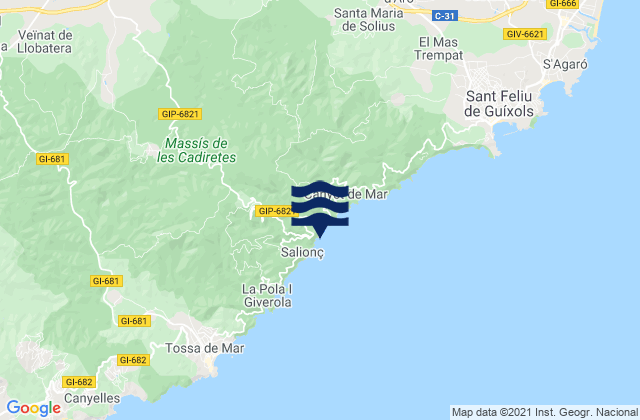 Mapa de mareas Llagostera, Spain
