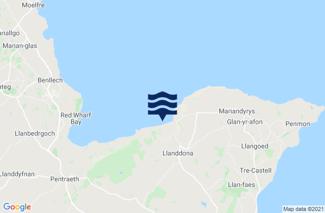 Mapa de mareas Llanddona Beach, United Kingdom