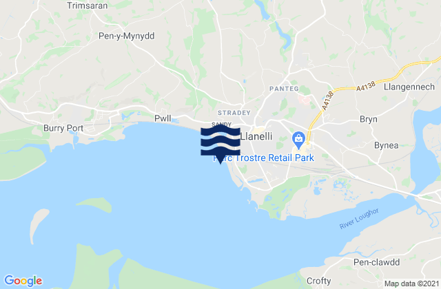 Mapa de mareas Llanelli Beach, United Kingdom