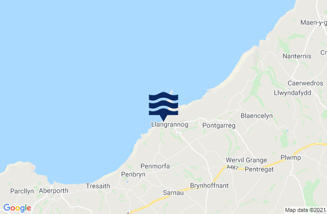 Mapa de mareas Llangrannog's Beach, United Kingdom