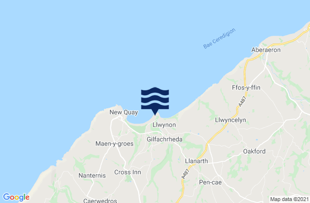 Mapa de mareas Llanina Beach, United Kingdom