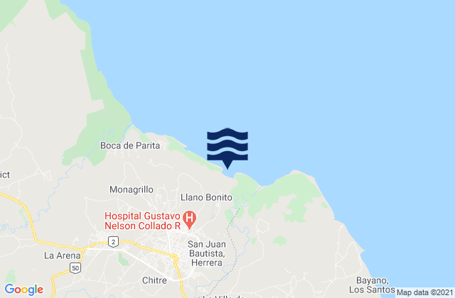 Mapa de mareas Llano Bonito, Panama